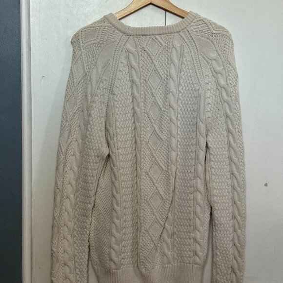 Le 31 (Simons) Twisted-cable heritage sweater, White - Picture 2 of 3